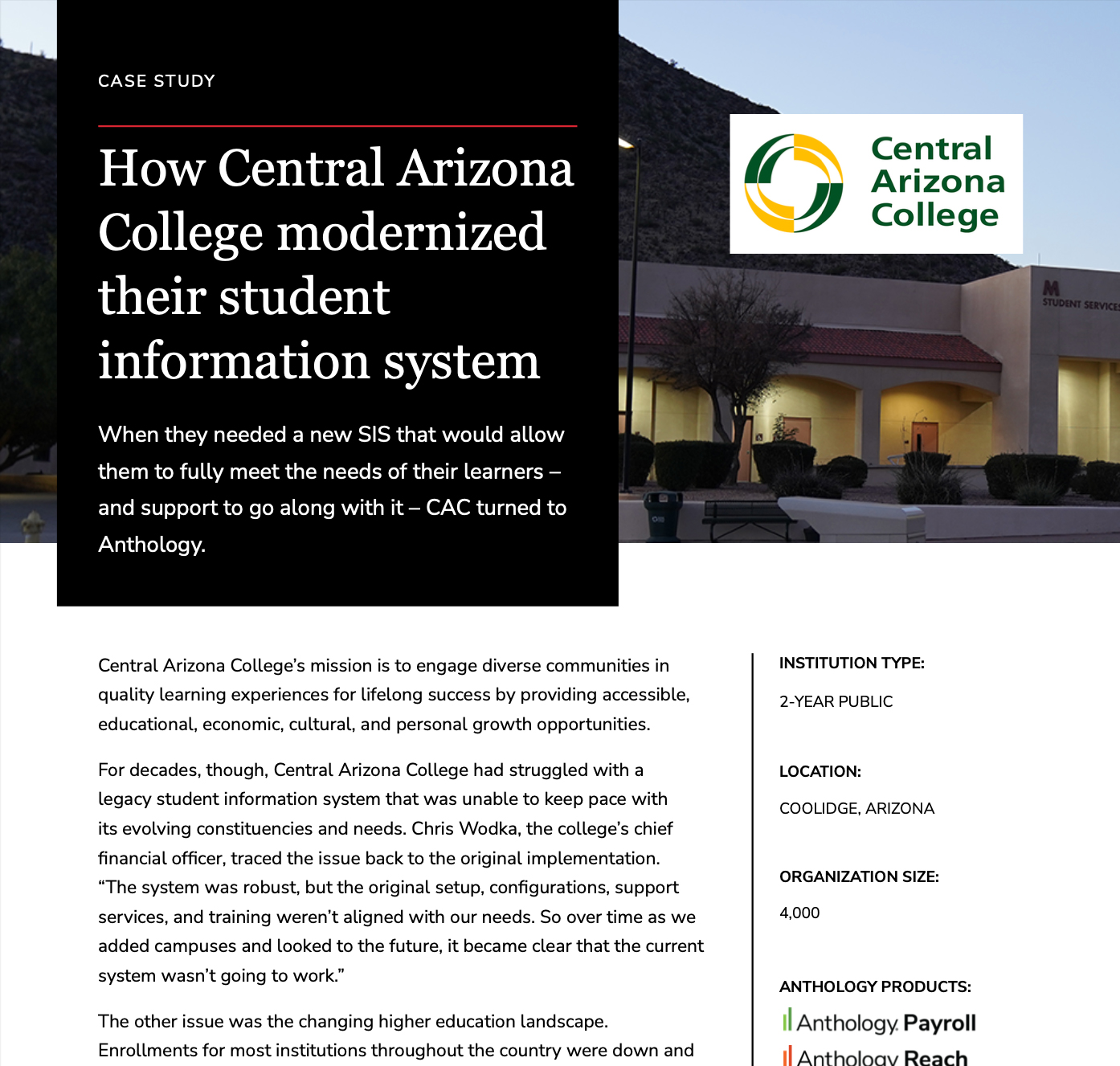 Central Arizona Case Study